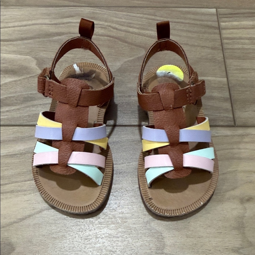 Stylish Brown Kids Sandals with Multicolor Straps
